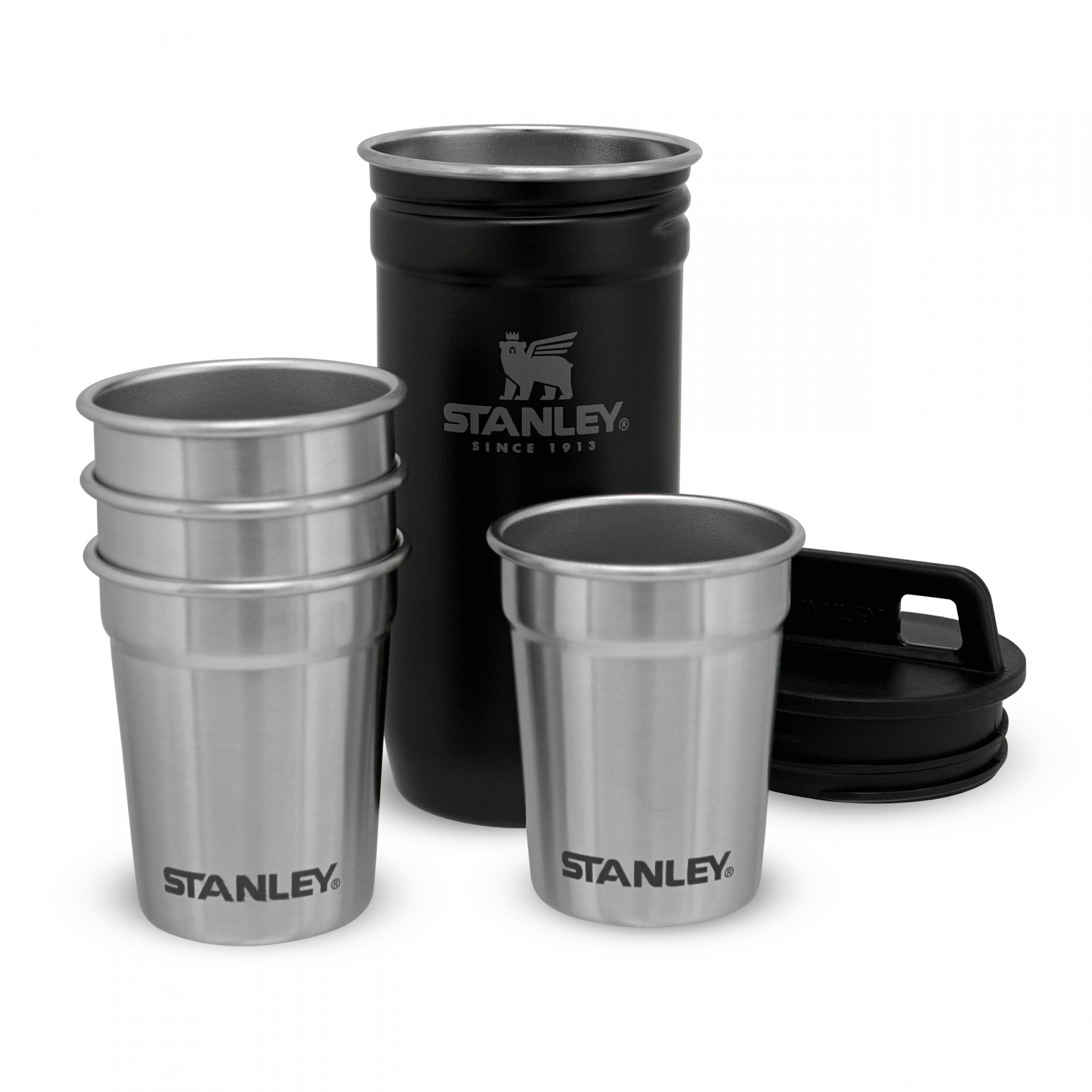 STANLEY set 4ks panákov v puzdre čierna
