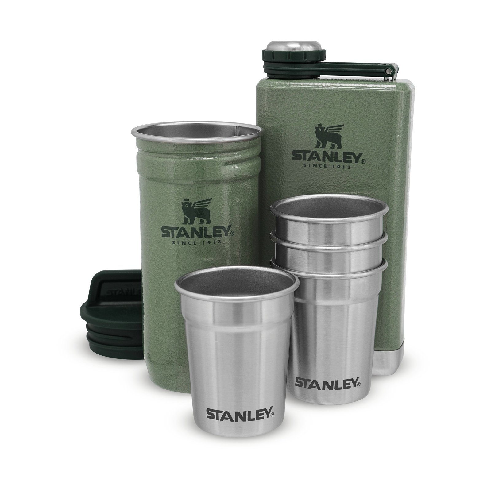 STANLEY set placatka 250ml + 4 panáky zelená