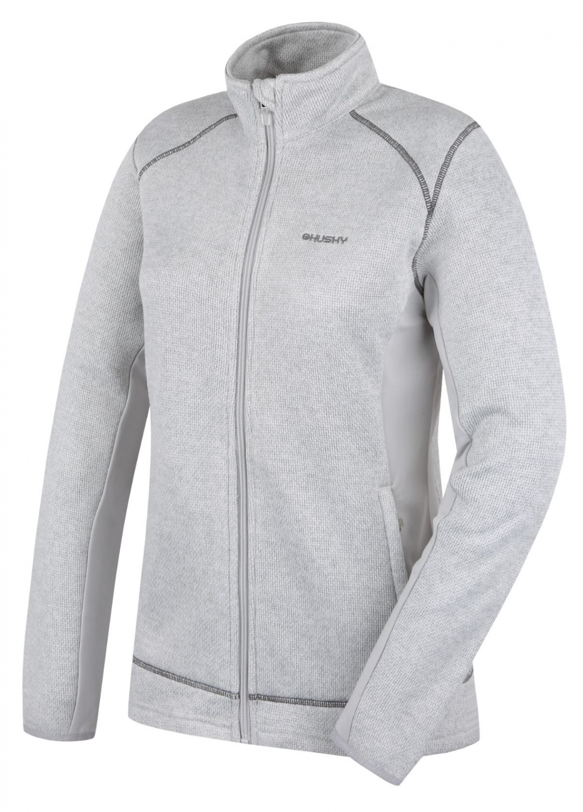 Husky Alan L light grey, M Dámsky fleecový sveter na zips