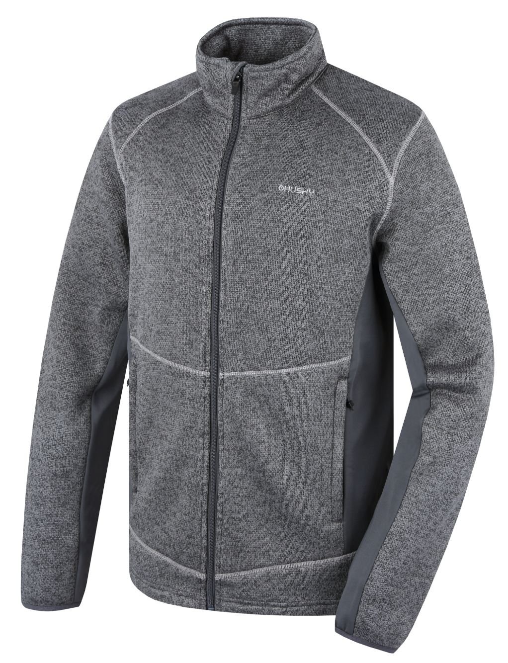 Husky Alan M dark grey, XXL Pánsky fleecový sveter na zips