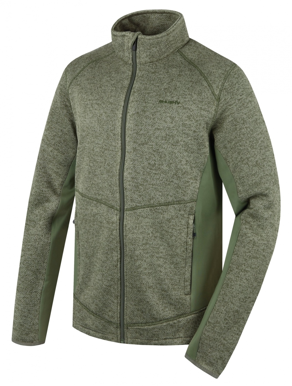 Husky Alan M khaki, XXL Pánsky fleecový sveter na zips