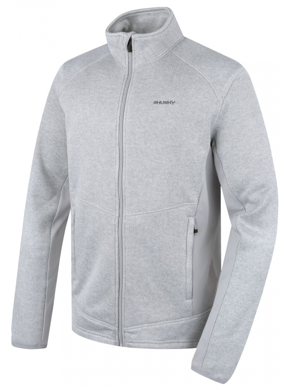 Husky Alan M light grey, XXL Pánsky fleecový sveter na zips