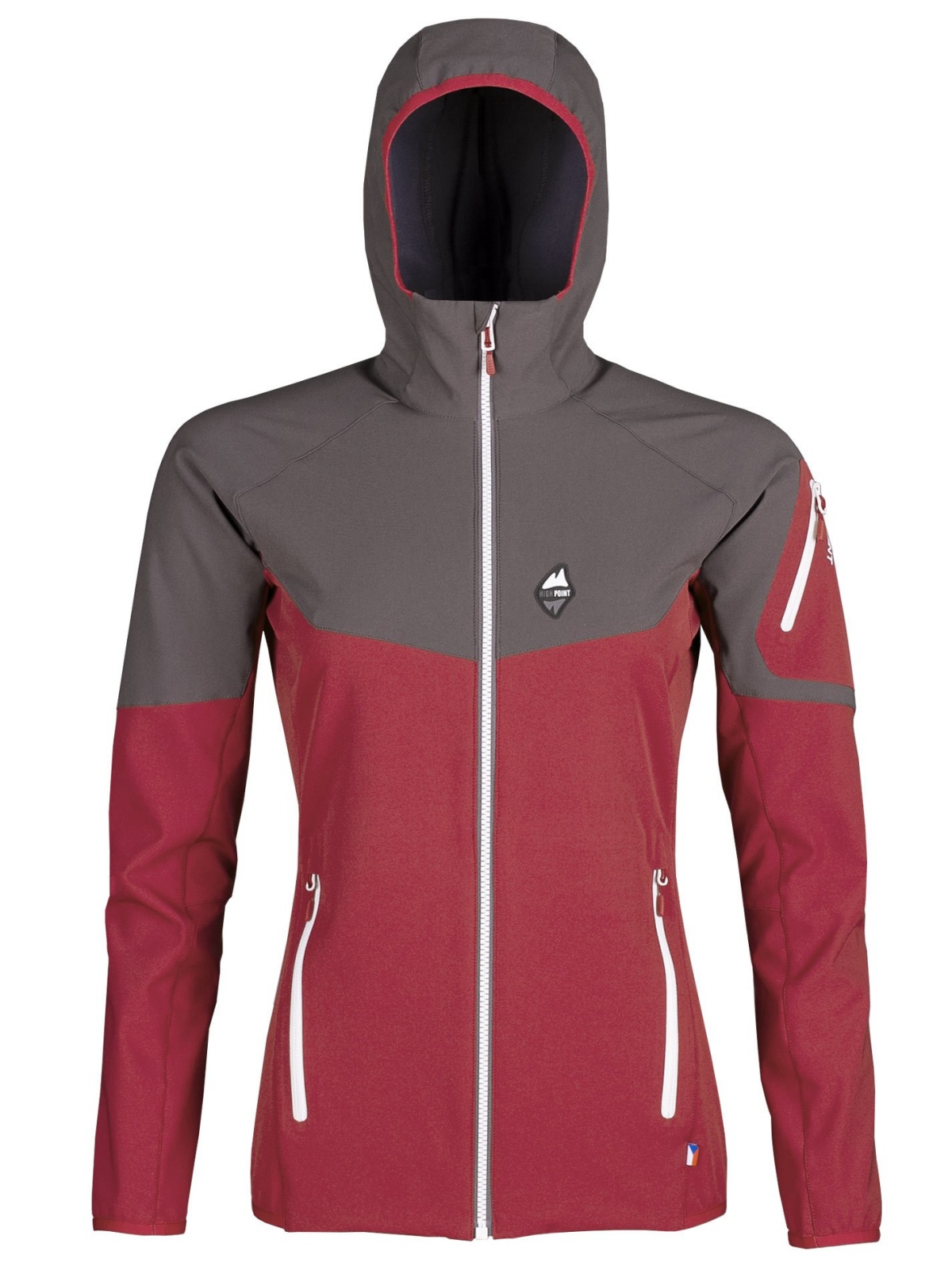 High point Atom Lady Hoody brich red/iron gate, S Dámska softshellová bunda
