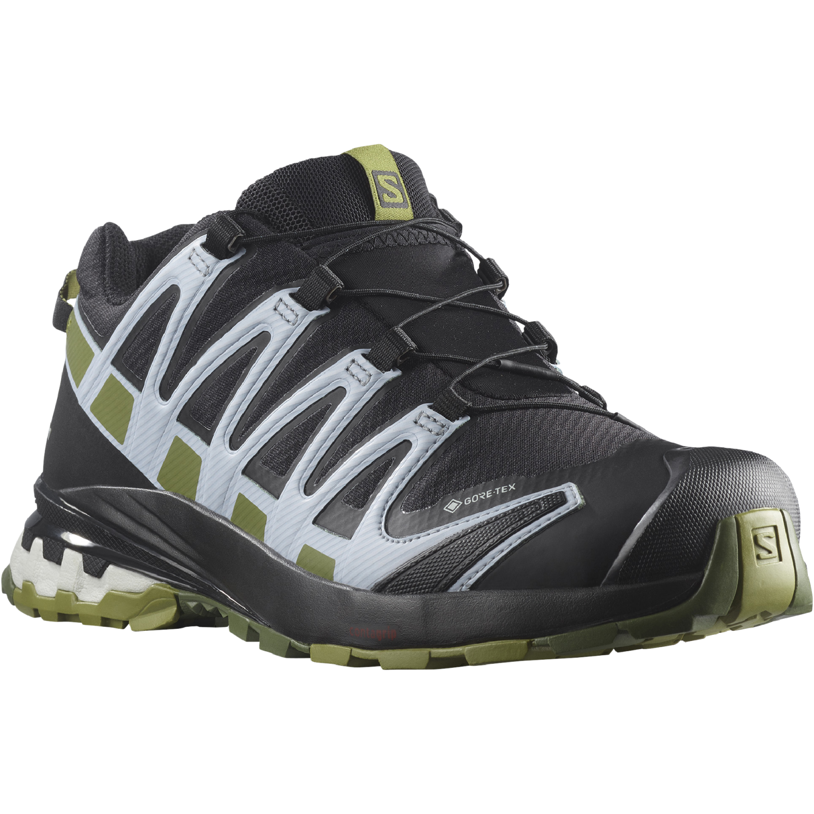 Salomon SALOMON Xa Pro 3D V8 GTX Black/Green Moss/Zen Blue, EU 39 ⅓ Dámske trailové topánky