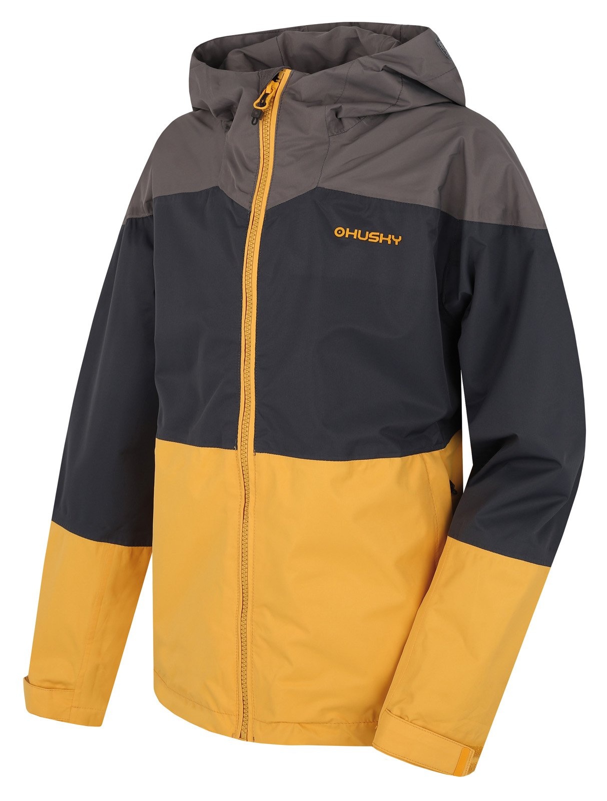 Husky Nicker K tm. šedá/sv. horčicová, 122 Detská hardshell bunda